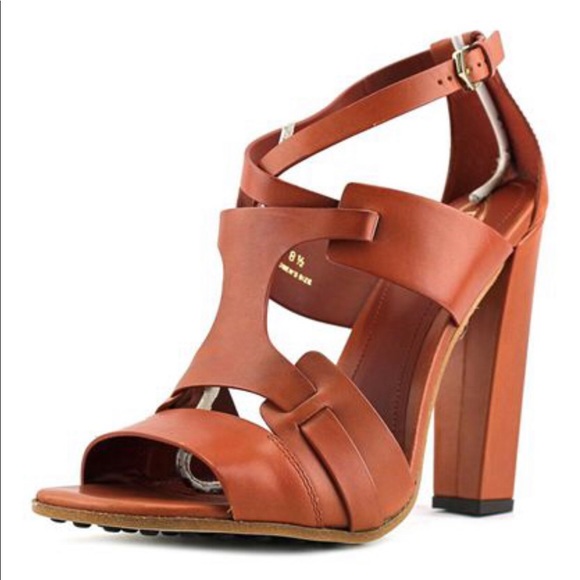 cognac sandal heels
